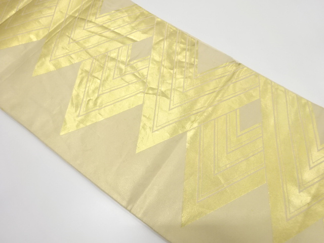 JAPANESE KIMONO / ANTIQUE FUKURO OBI / SILK / WOVEN GEOMETRIC